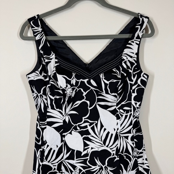 Vintage Nine West Y2K Floral Black White Floral Print Mini Dress Size 6 - Picture 3 of 14
